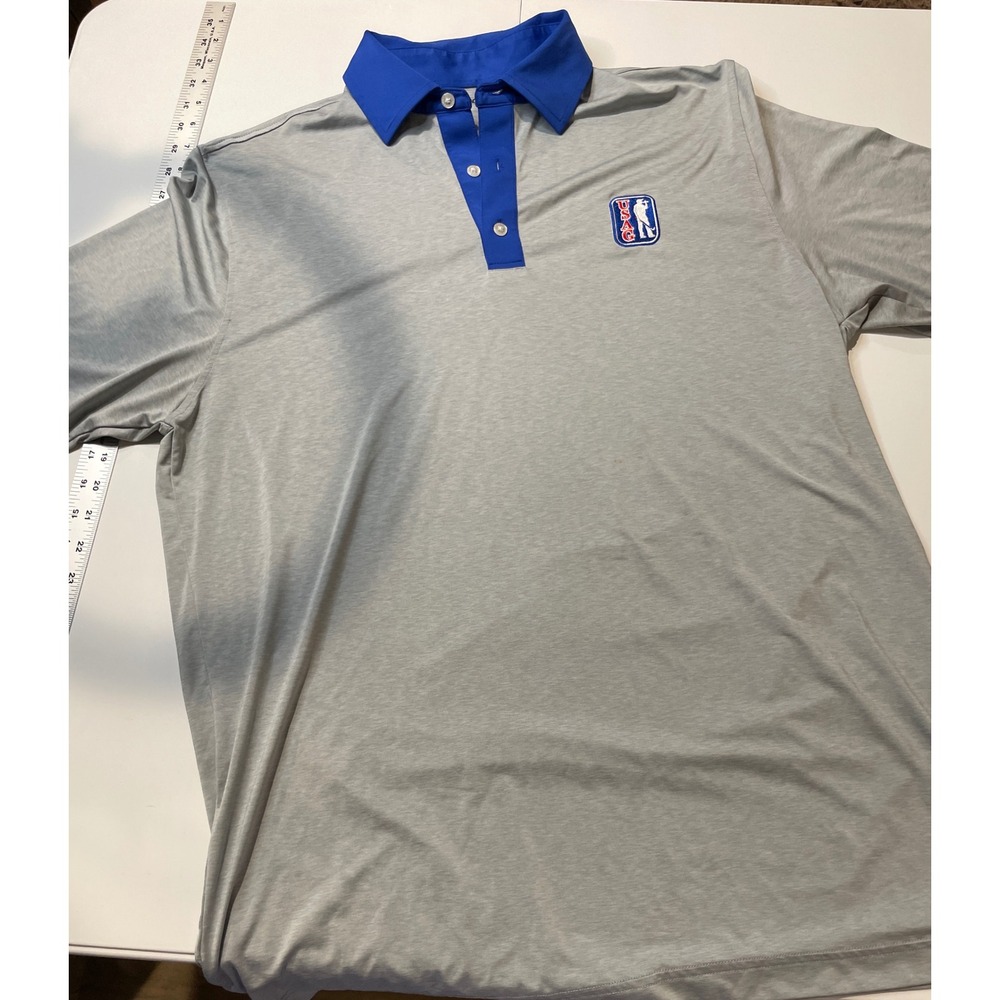 USAG U Suck At Golf Mens Performance Polo Shirt Gray Blue Logo Size Large